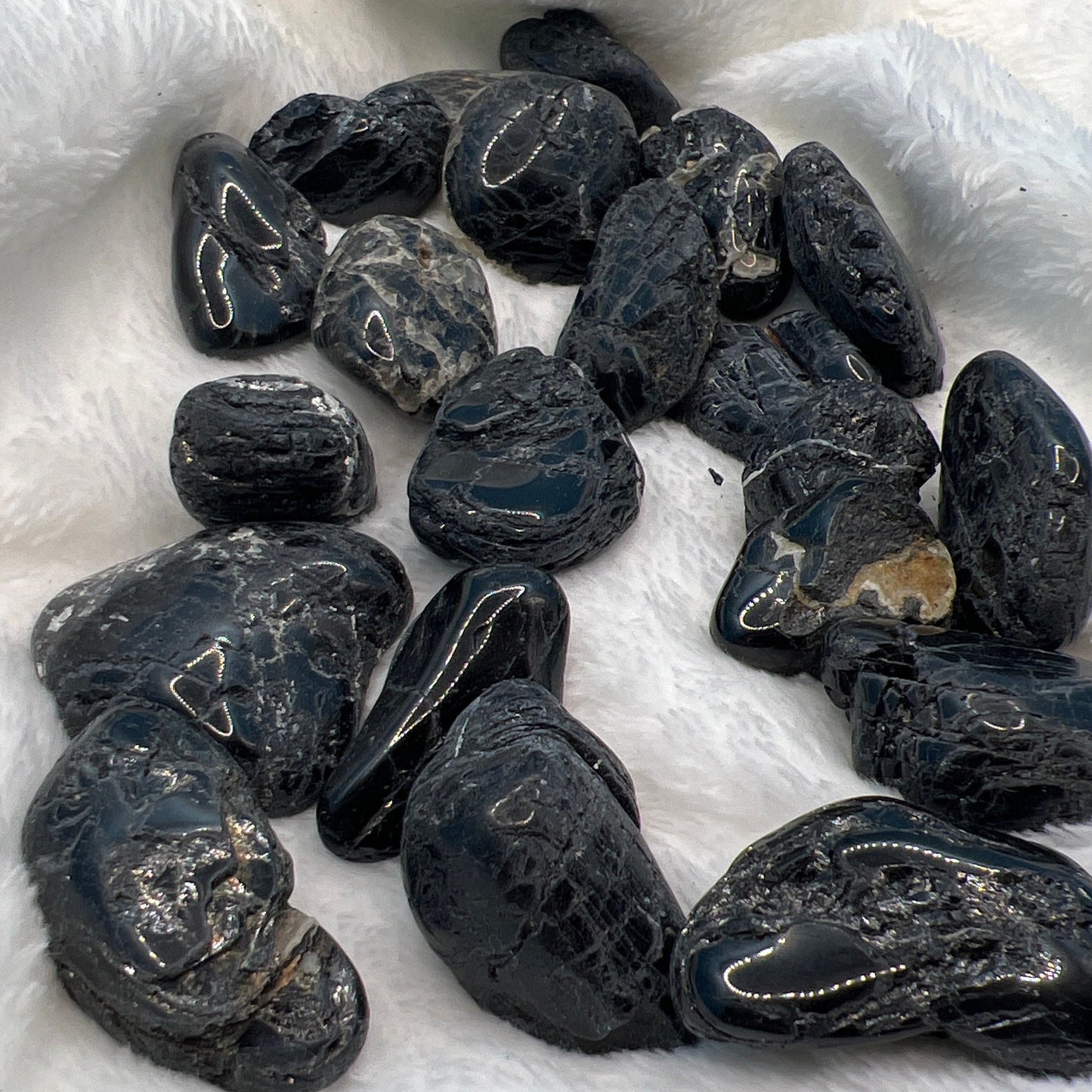 Black Tourmaline Tumbled Stone BIN-1400 (Approx. 1 1/4”- 1 3/4”)