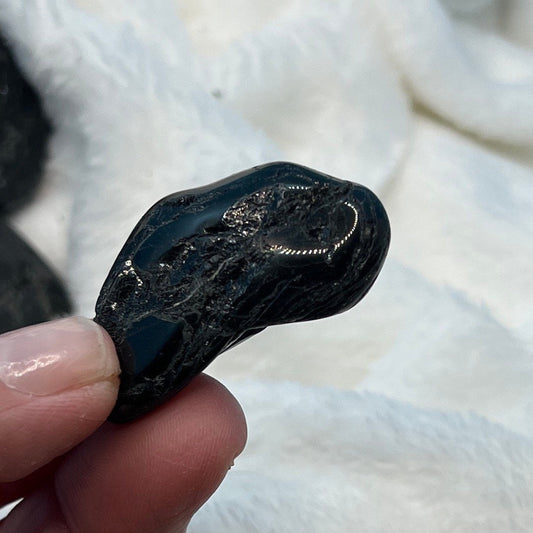 Black Tourmaline Tumbled Stone BIN-1400 (Approx. 1 1/4”- 1 3/4”)