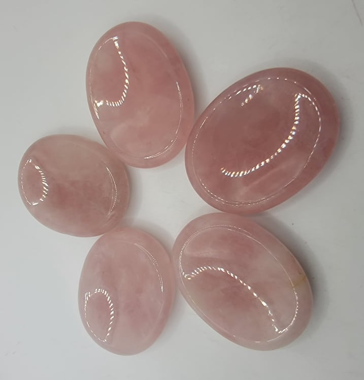 Rose Quartz Worry Stone (Approx. 1 3/8" x 1 3/4")  Polished Stone for the Heart Chakra, for Wire Wrapping or Crystal Grid Supply 1406