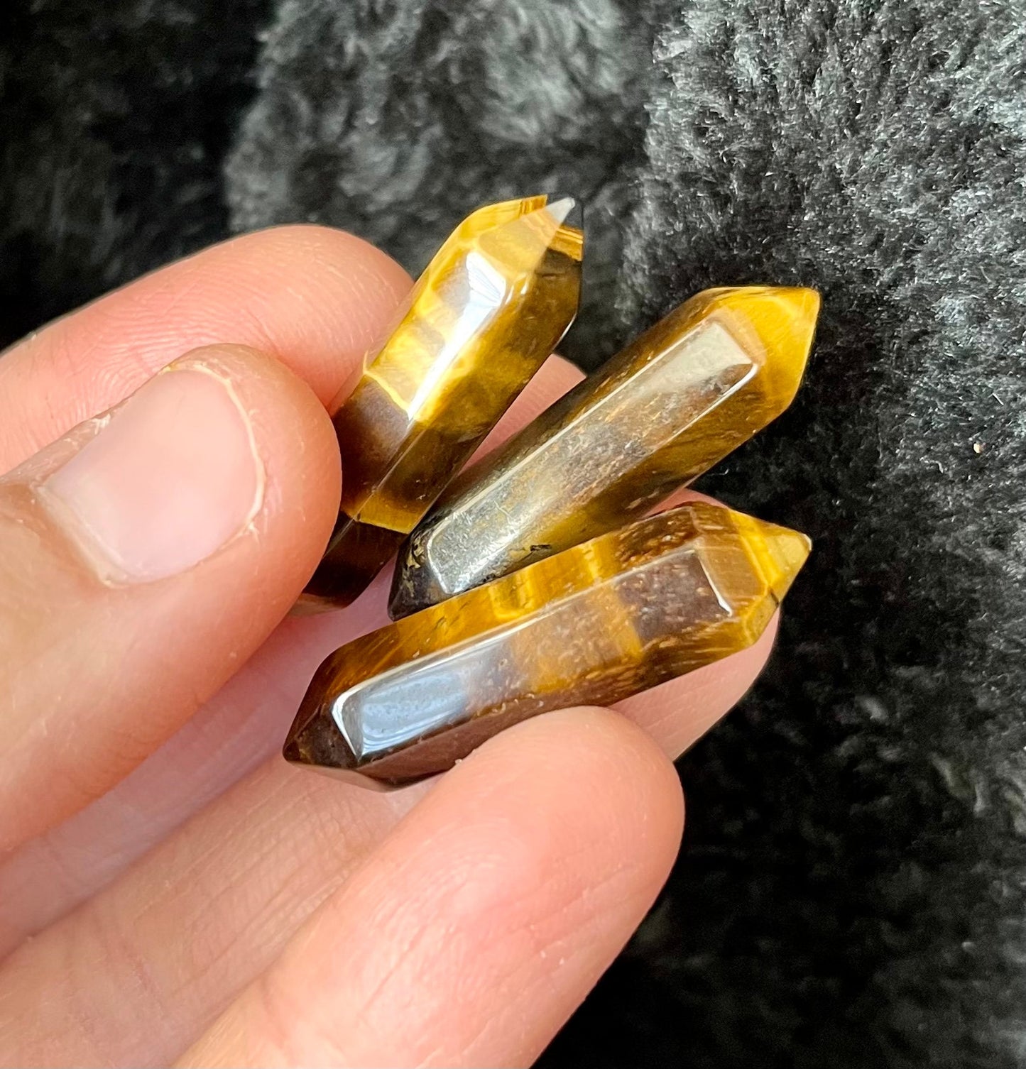 Tiger Eye Double Terminated, Double Point Crystal (Approx. 1 1/8”) T-0048