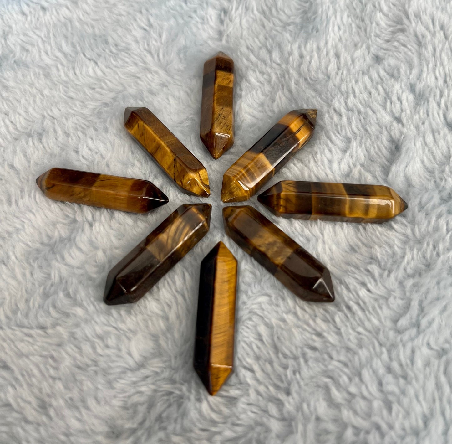 Tiger Eye Double Terminated, Double Point Crystal (Approx. 1 1/8”) T-0048