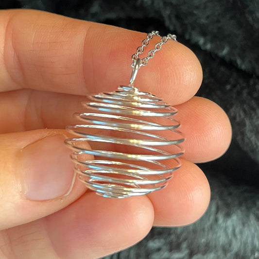 Silver tone Cage Pendant (25mm) With 24” Chain 1063