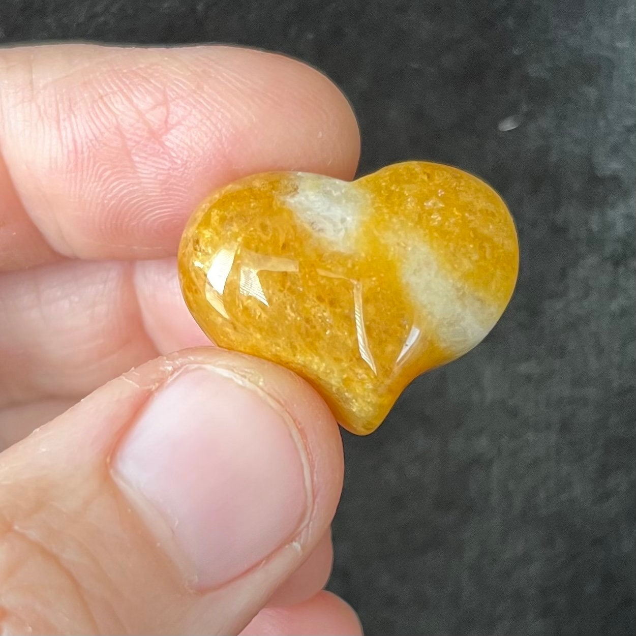 Yellow Aventurine Puffy Heart (Approx. 3/4”x1”) 0540-C