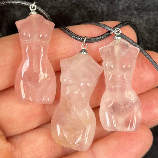 Rose Quartz Bodice Necklace  (Approx. 1 1/2” pendant) 1159