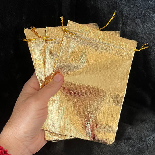 Golden Metallic Organza Drawstring Bag (Approx. 5”X7”) BAG-0064