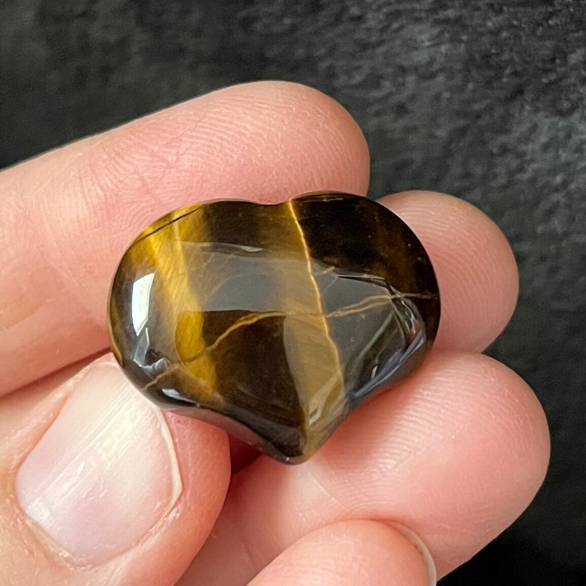 Tiger Eye Puffy Heart (Approx. 3/4”x1”) 0536-A