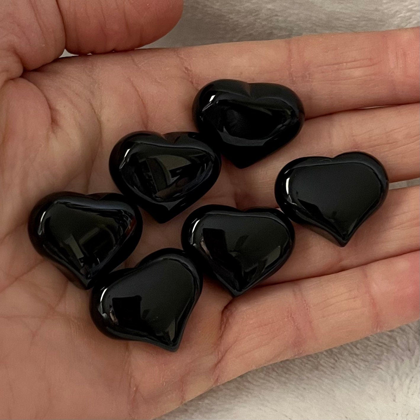 Black Obsidian Puffy Heart (Approx. 3/4”x1”) 0536-B