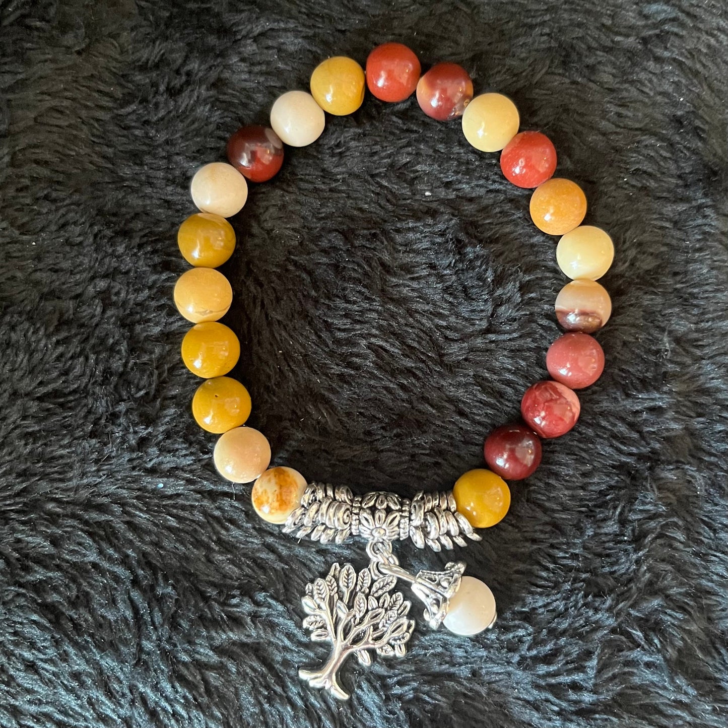 Mookaite Jasper Tree of Life Charm Bracelet BRC-0192