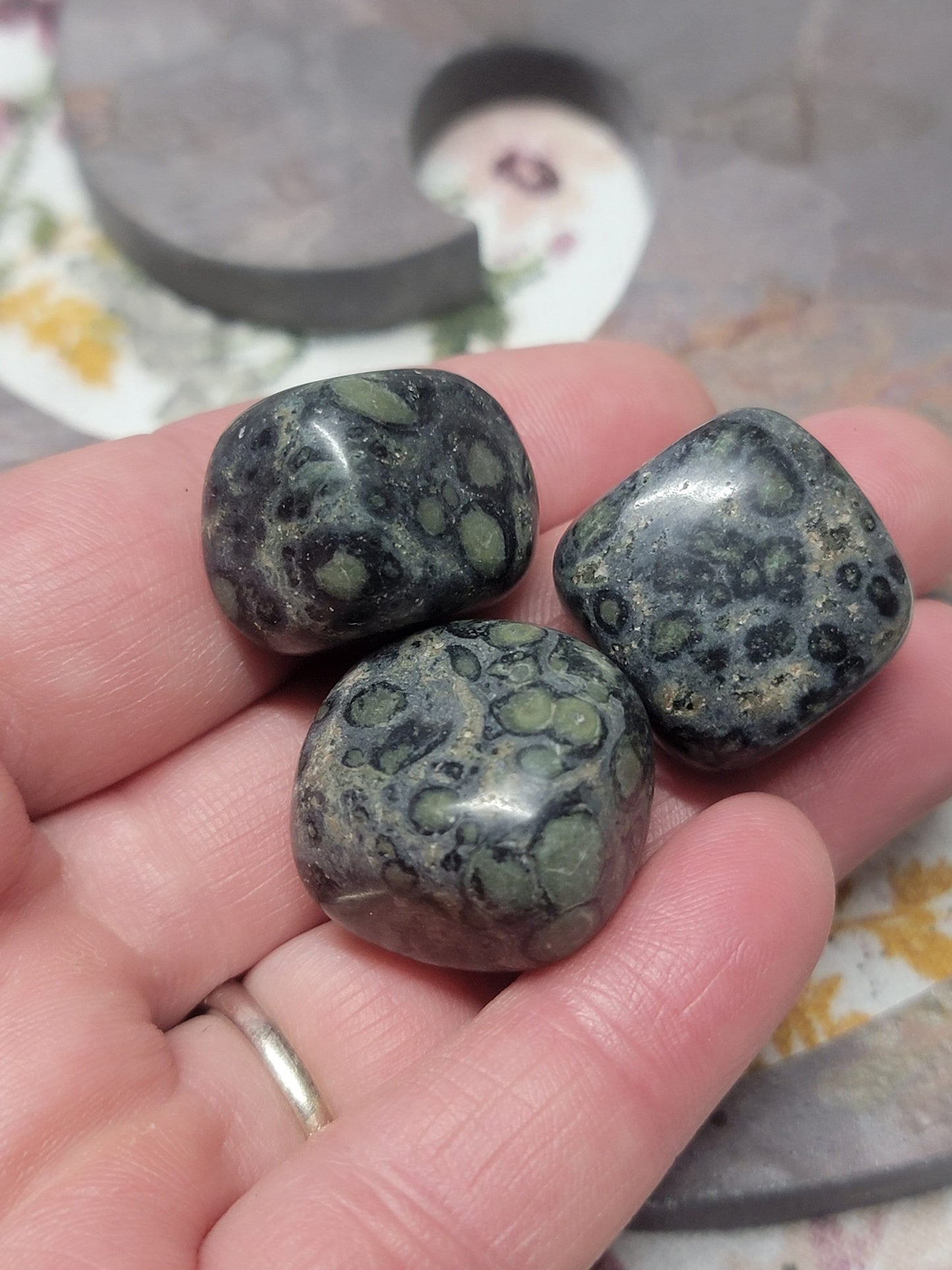 Kambaba Jasper, Polished Tumbled Stone (Approx. 3/4" - 1 1/8" long) Polished Stone, for Wire Wrapping or Crystal Grid Supply BIN-1343