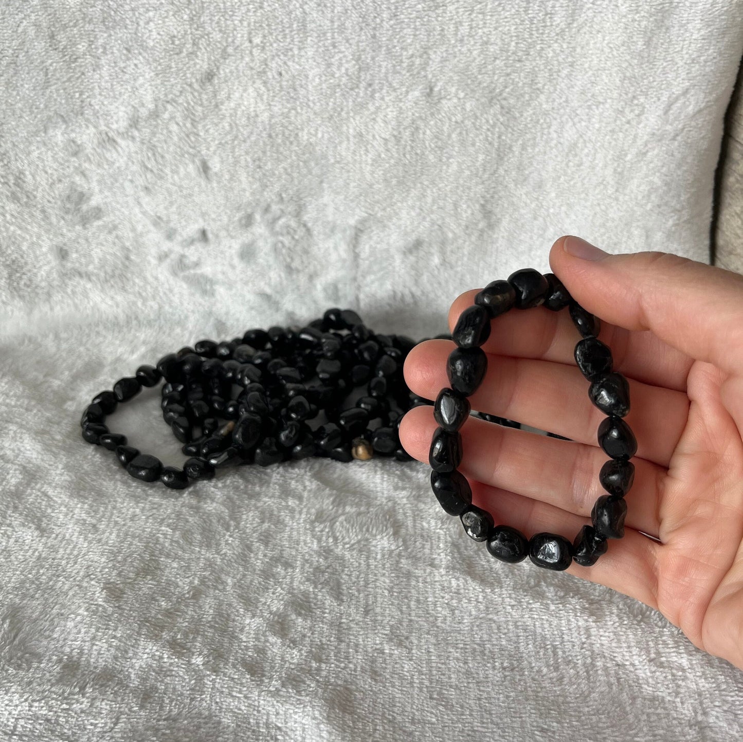 Black Onyx Chunky Pebble Bracelet BRC-0216