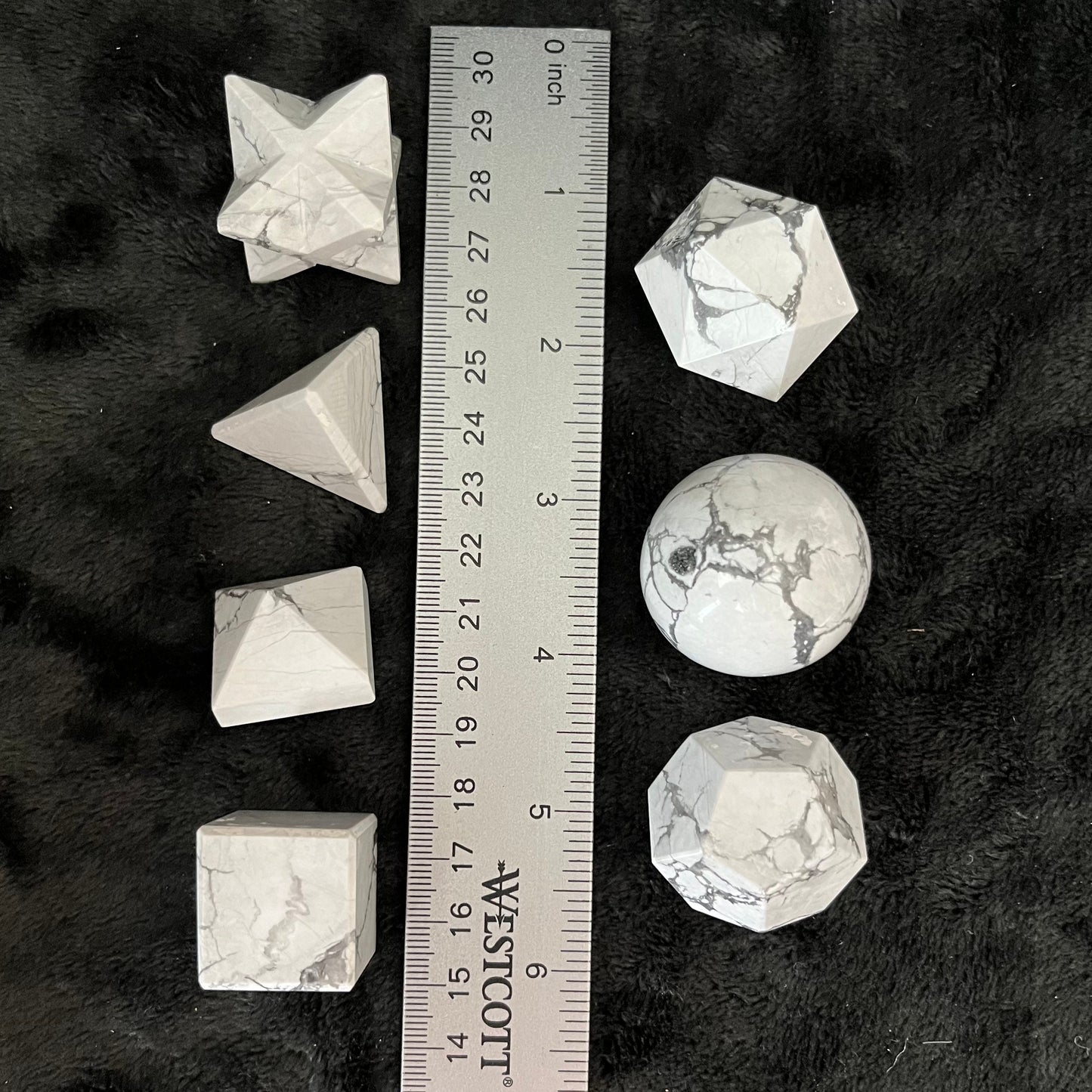 White Howlite 7-piece Sacred Geometry Set (Approx. 25mm) E-0028