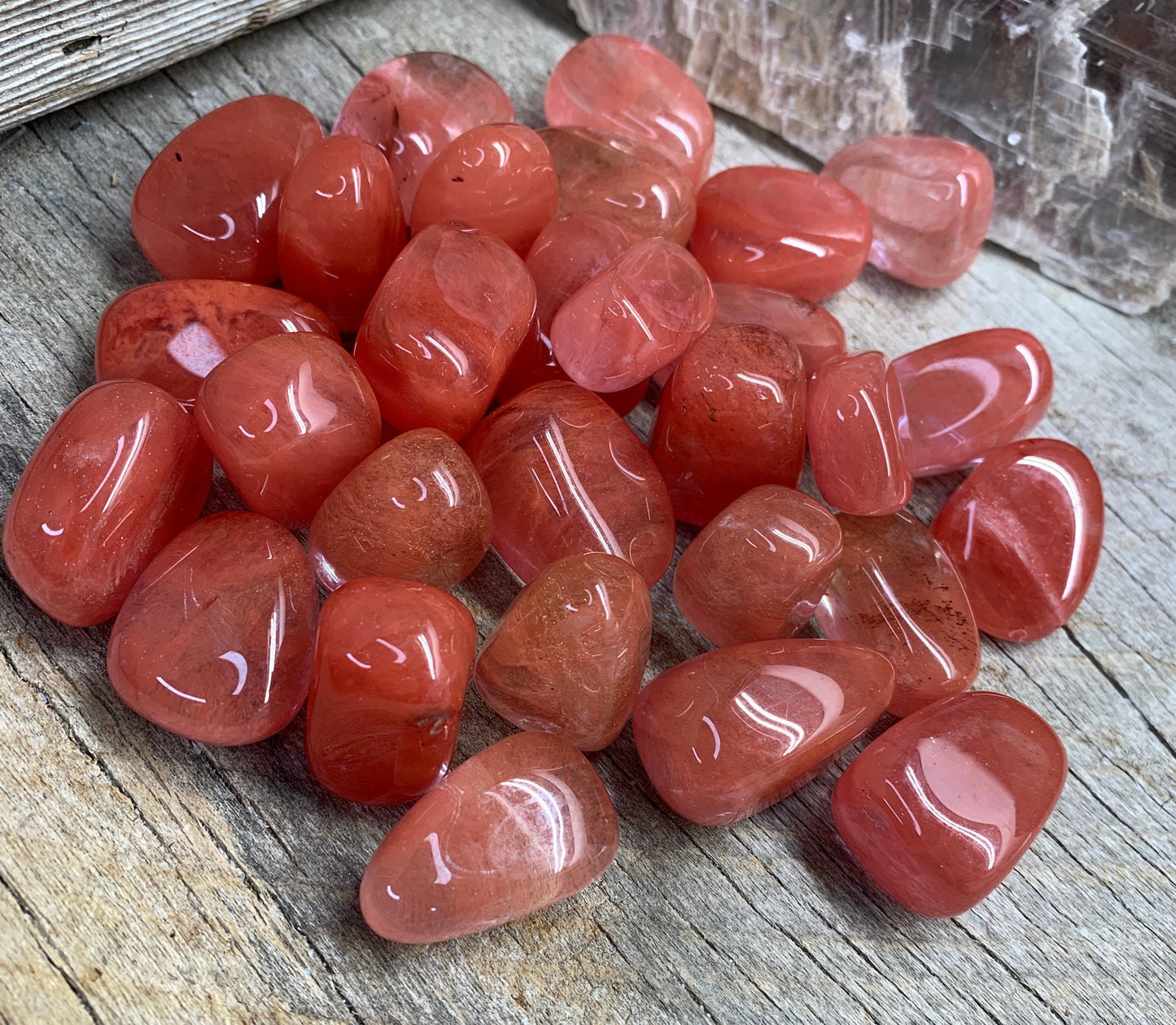 Cherry Quartz Tumbled Stone BIN-1428 Approx. 1”- 1 1/2”