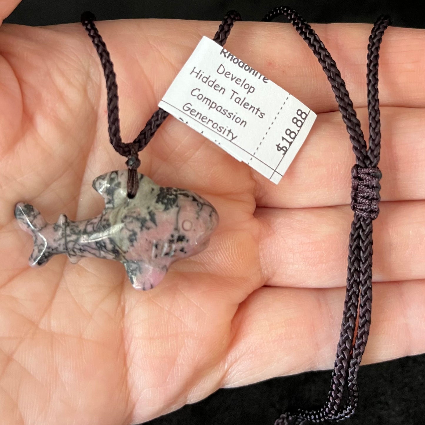 Rhodonite Shark Necklace  NCK-2721