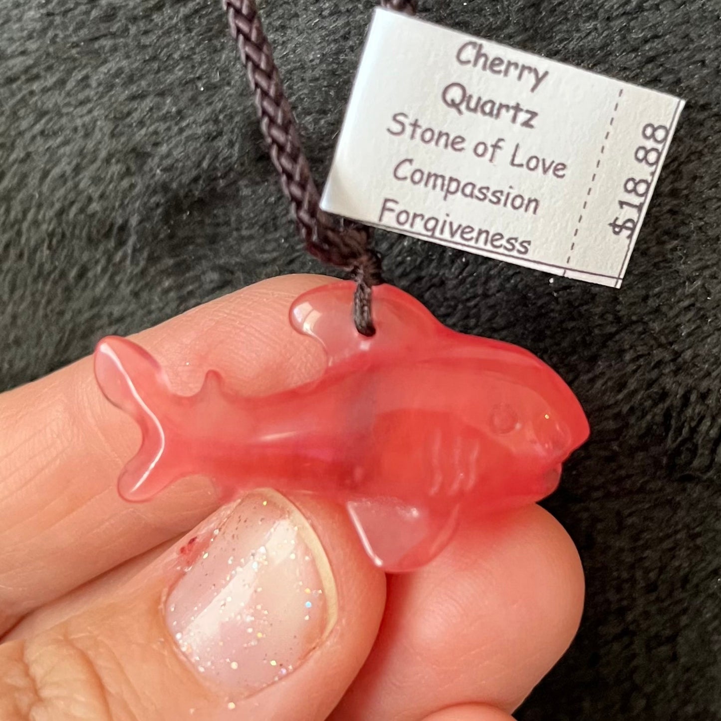 Cherry Quartz Shark Necklace  NCK-2724