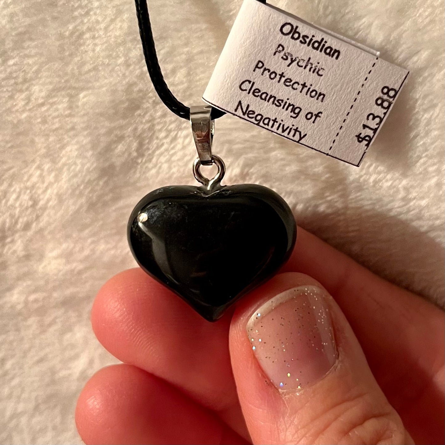 Black Obsidian Puffy Heart Necklace WN-0264