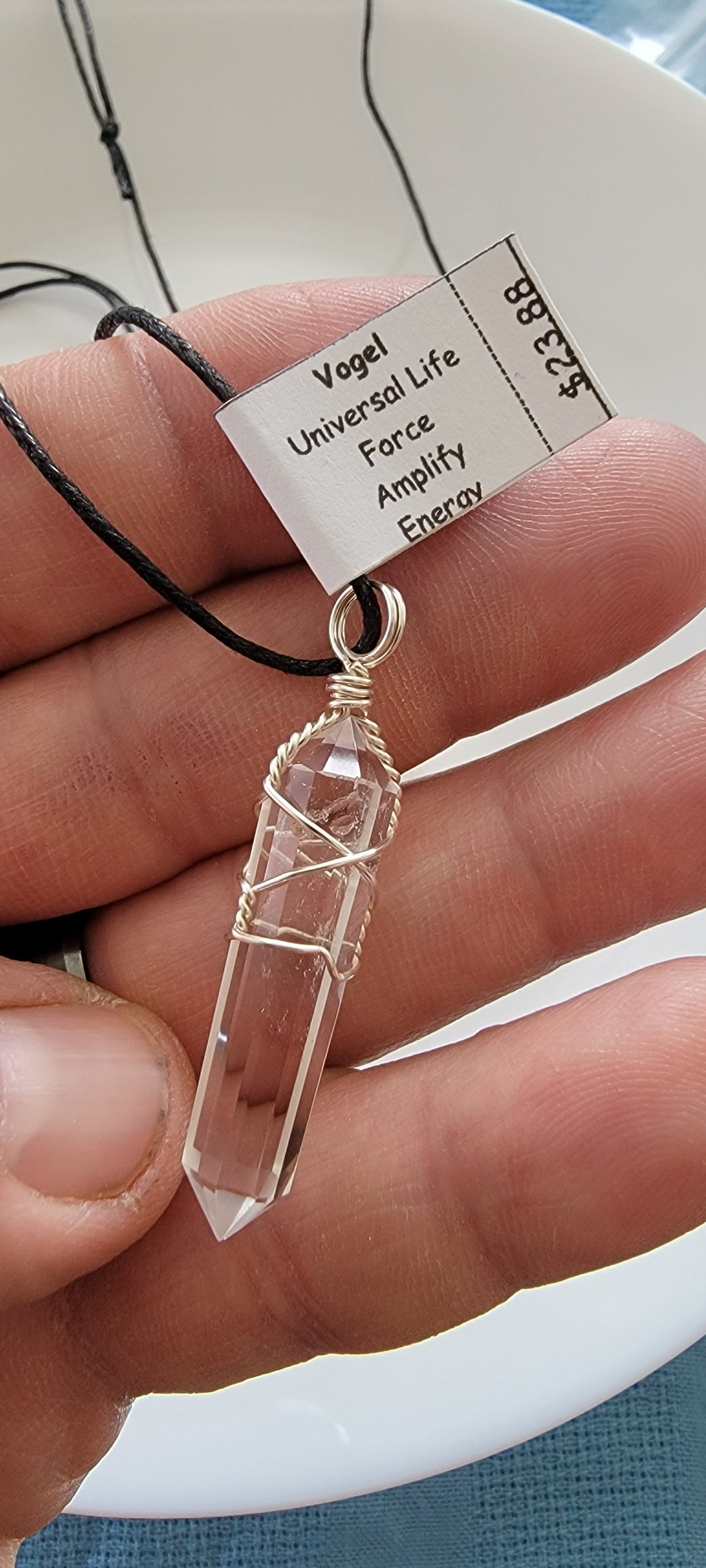 Clear Quartz Crystal Vogel Wire Wrapped Necklace WN-0031