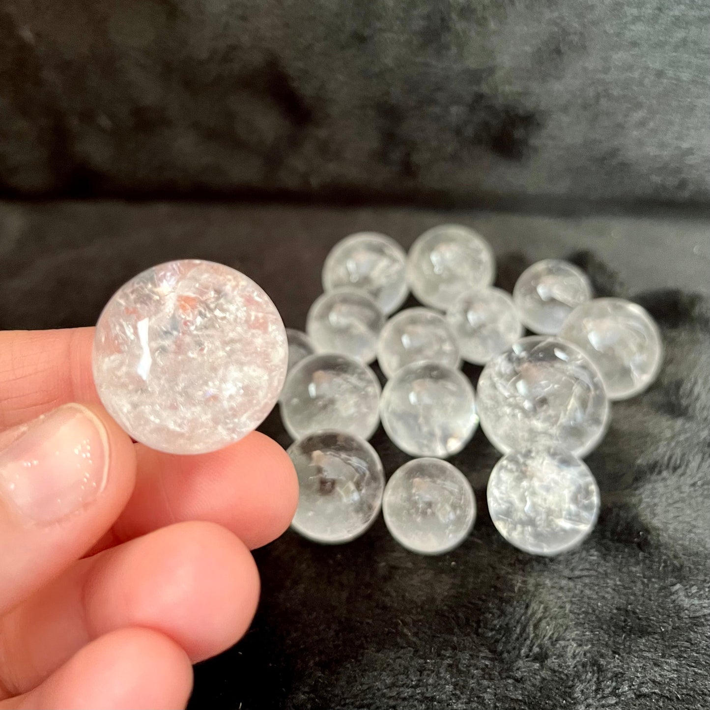 Clear Quartz Spheres, 1 Pound Lot (Approx. 15-35mm) WB-0008