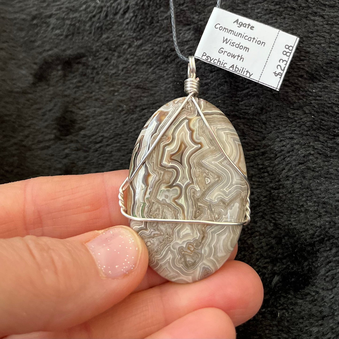 Crazy Lace Agate Wire Wrapped Necklace WN-0175