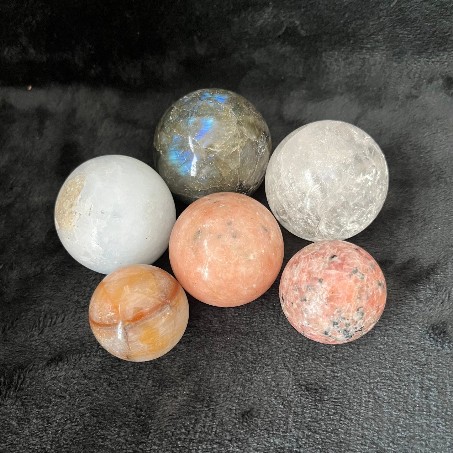 Mixed Gemstone Spheres, 1 Pound Lot (Approx. 35-55mm) WB-0020