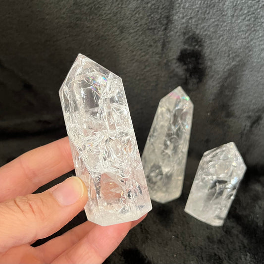 Rainbow Crackle Quartz Obelisk, 1 pound, WO-0036