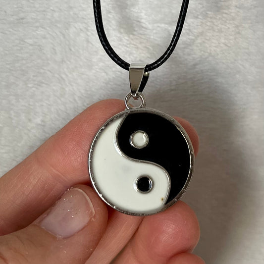 Yin and Yang Pendant Necklace with 18” Black Cord 1212