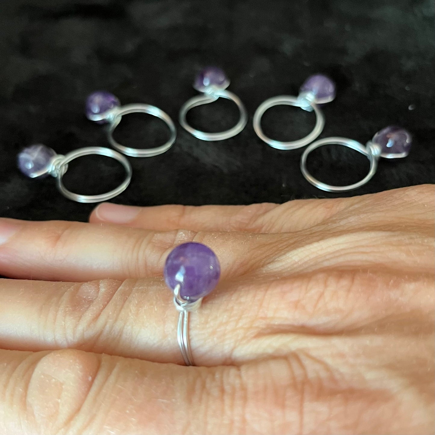 Amethyst Wire Wrapped Ring (Size 8)  1185