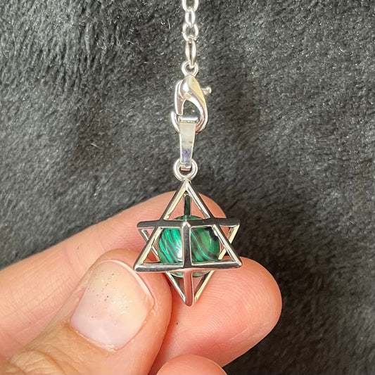 Malachite (synthetic) Merkaba Pendulum PND-0012