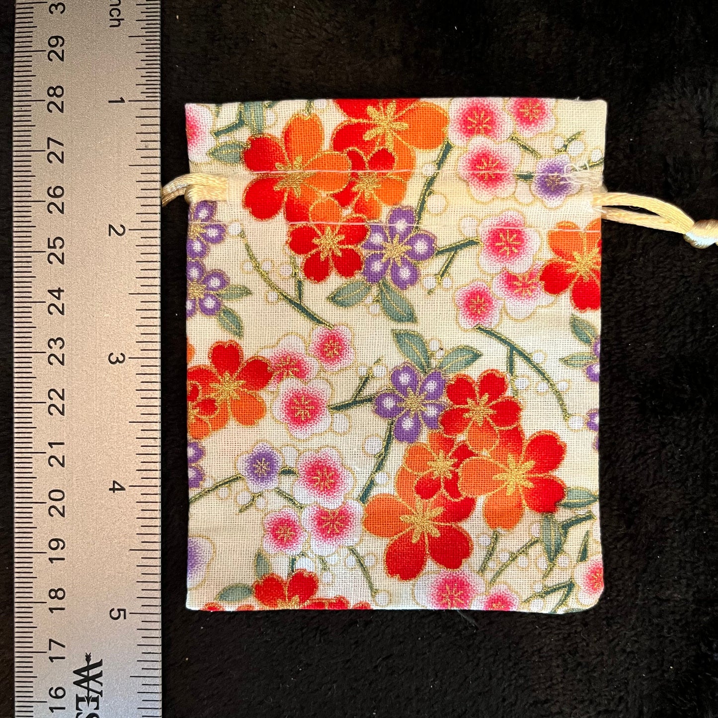 Floral Fabric Drawstring Bag (Approx. 3”X4") BAG-0171
