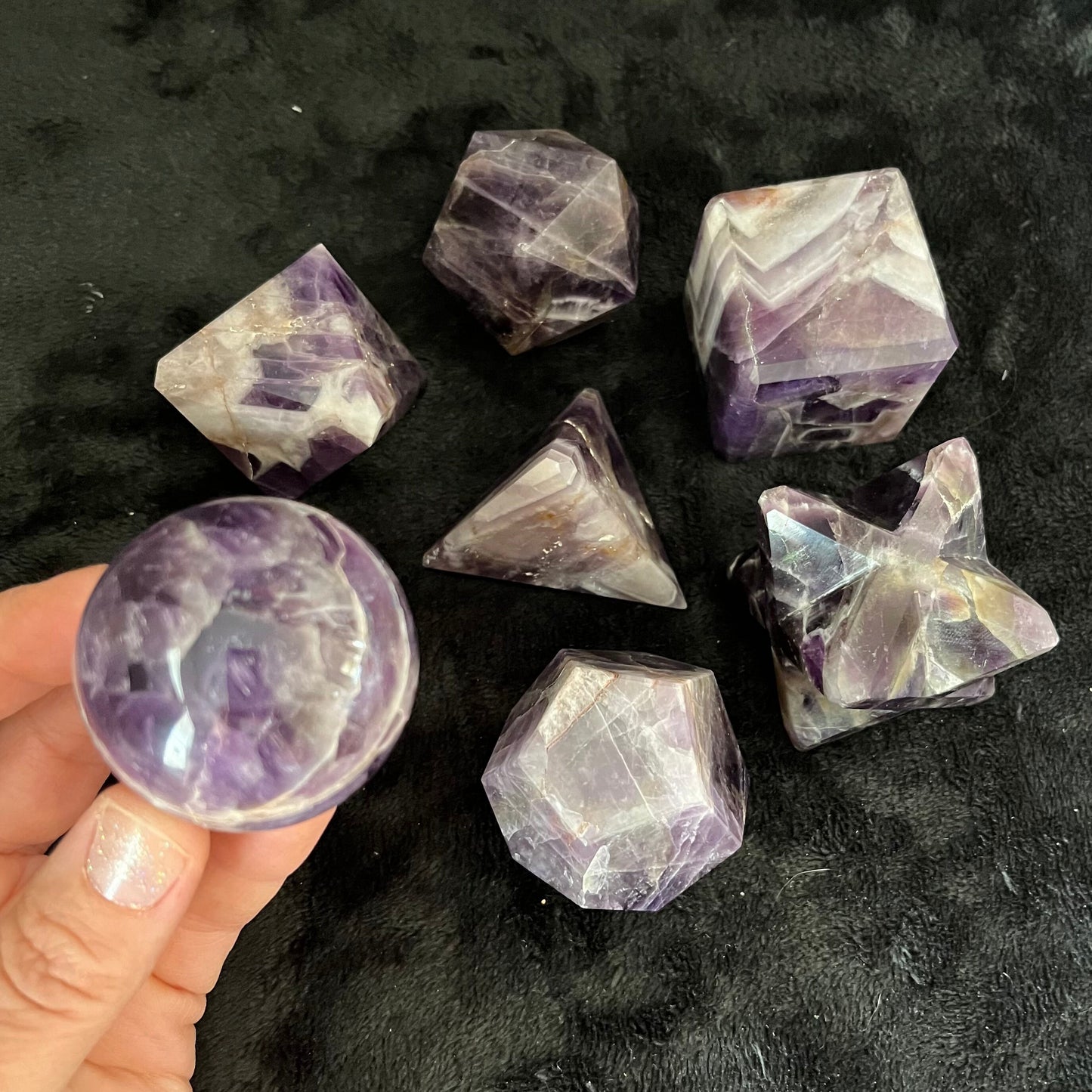 Amethyst  7-piece Sacred Geometry Set   (Approx. 45-55mm) F-0055