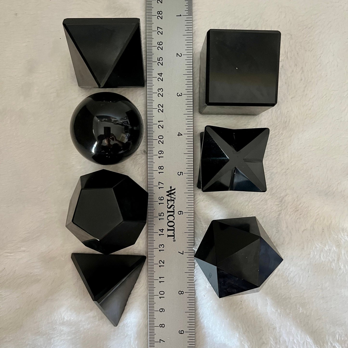 Black Obsidian Sacred Geometry, 7 Piece Set (Approx. 45-55mm) F-0053