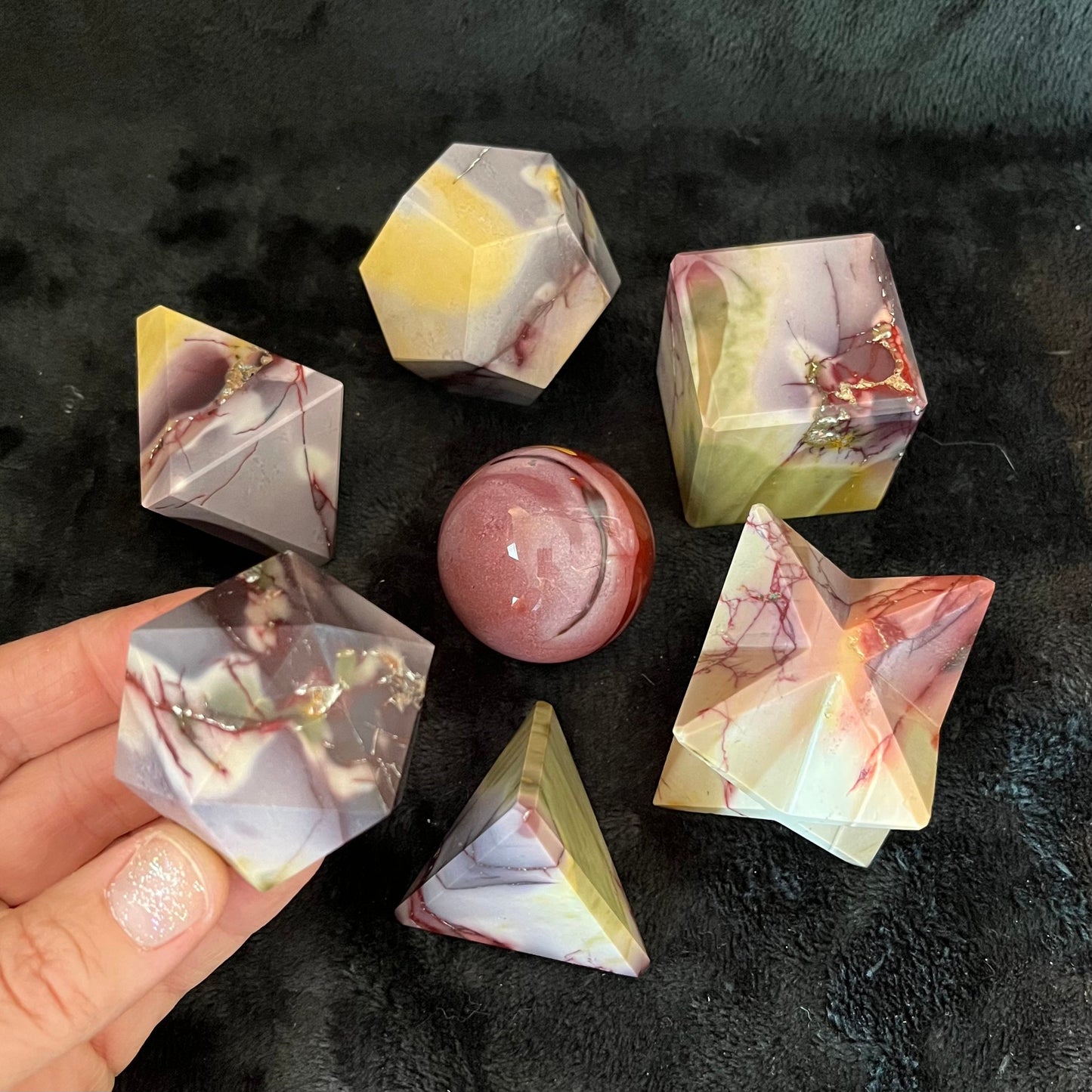 Mookaite Jasper  7-piece Sacred Geometry Set (Approx. 45-55mm) F-0060