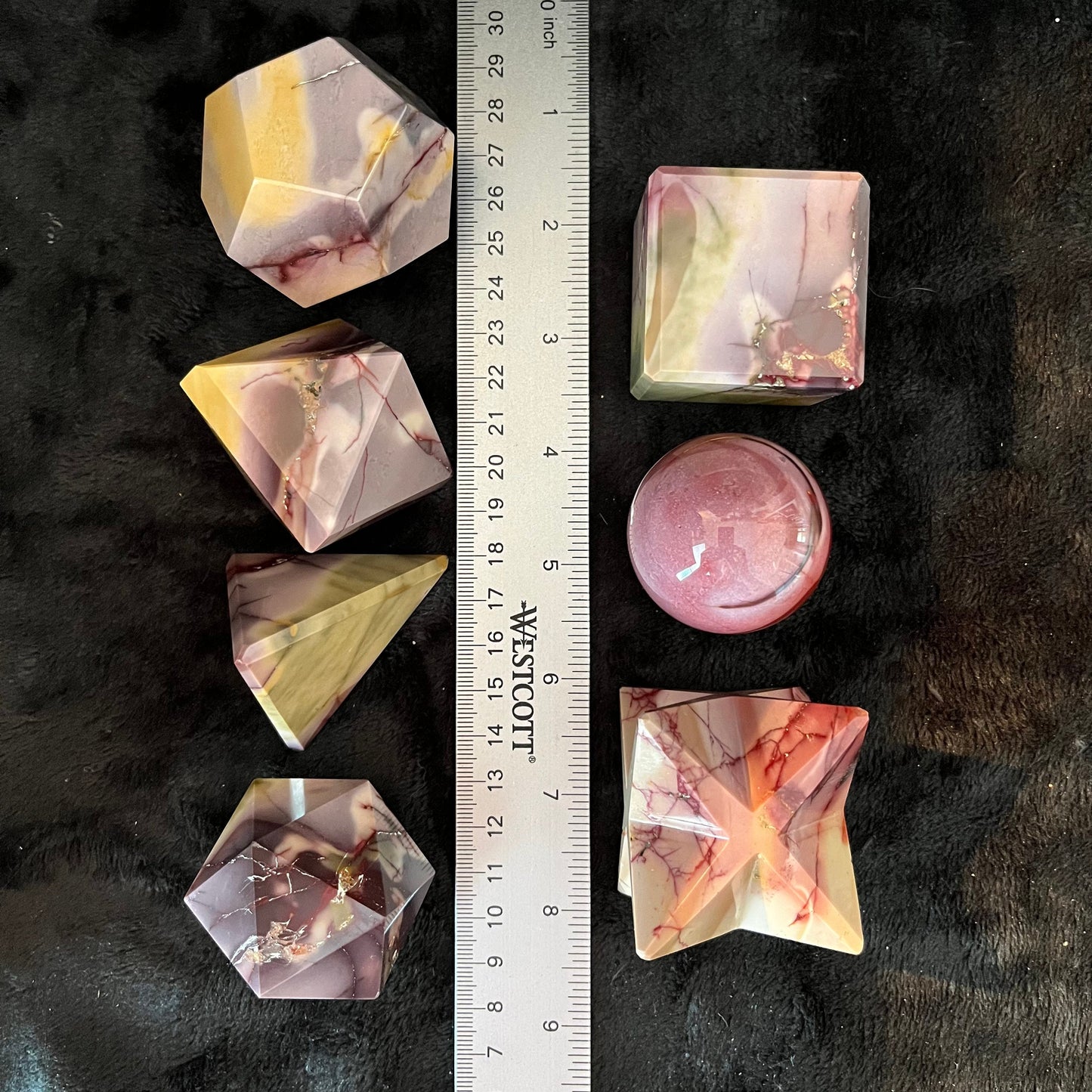 Mookaite Jasper  7-piece Sacred Geometry Set (Approx. 45-55mm) F-0060