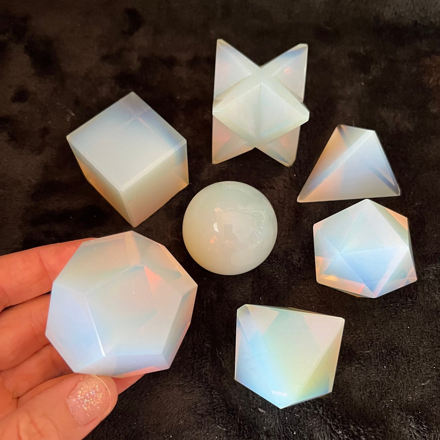 Opalite  7-piece Sacred Geometry Set   (Approx. 45-55mm) F-0061