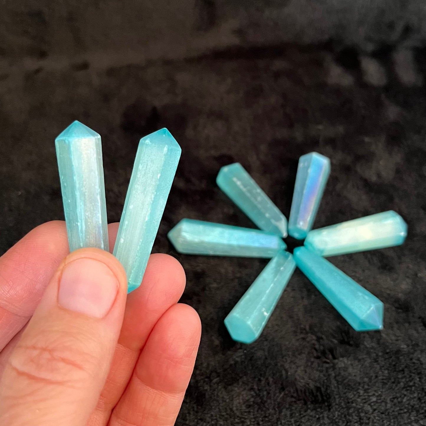 Aqua Blue Selenite Crystal Point (Approx. 1 1/2” - 1 3/4”) 1519