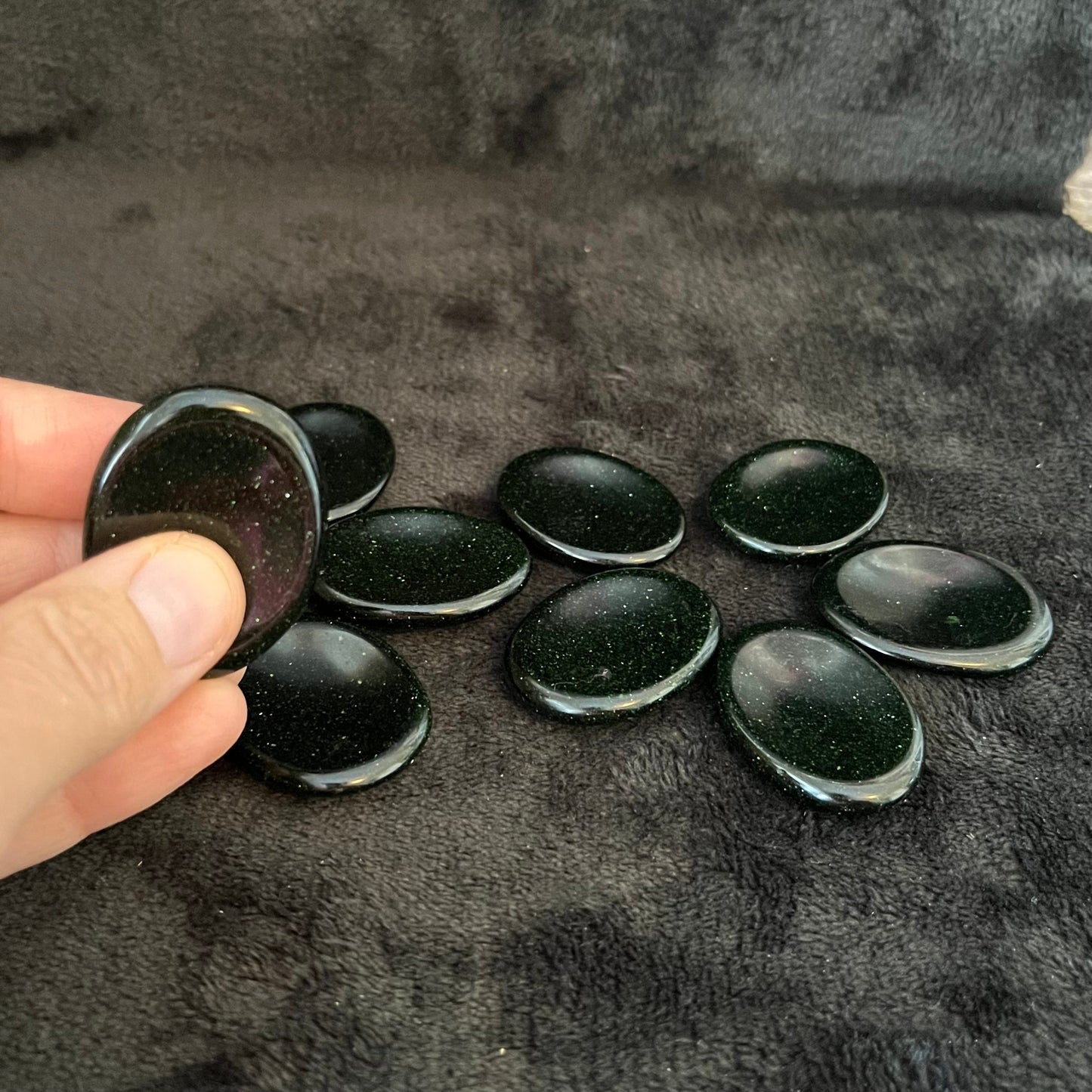 Green Goldstone Worry Stone, Small, Handmade 1421