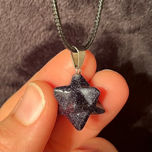 Blue Goldstone Merkaba Necklace NCK-2748