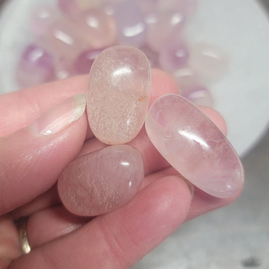 Pink Fluorite Tumbled Stone, (Approx. 3/4" - 1 1/8")  Crown Chakra 0663