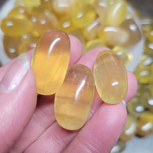 Yellow Fluorite Tumbled Stone, (Approx. 3/4" - 1 1/8")  Crown Chakra 1463