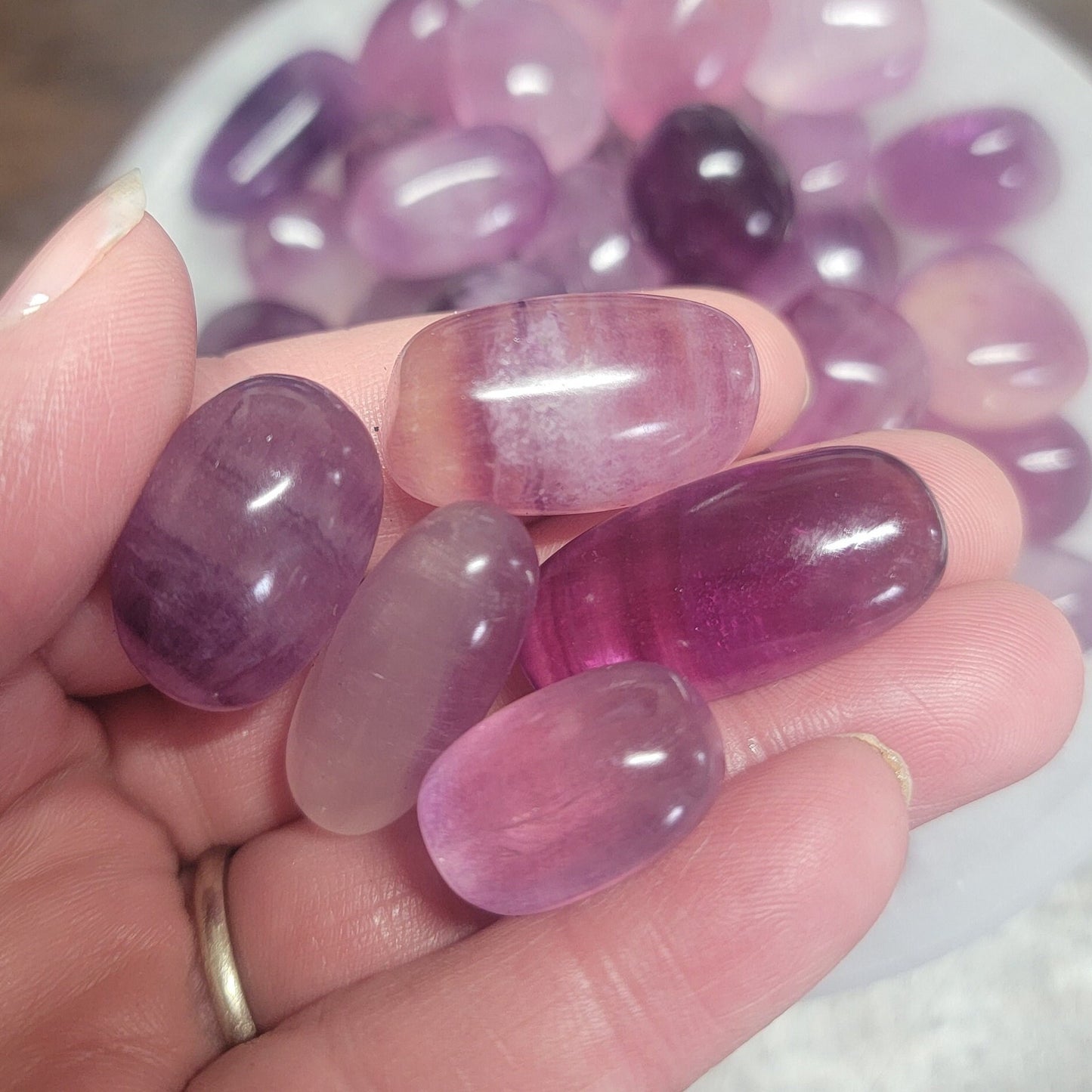Violet Purple Fluorite Tumbled Stone, (Approx. 3/4" - 1 1/8")  Crown Chakra 0754