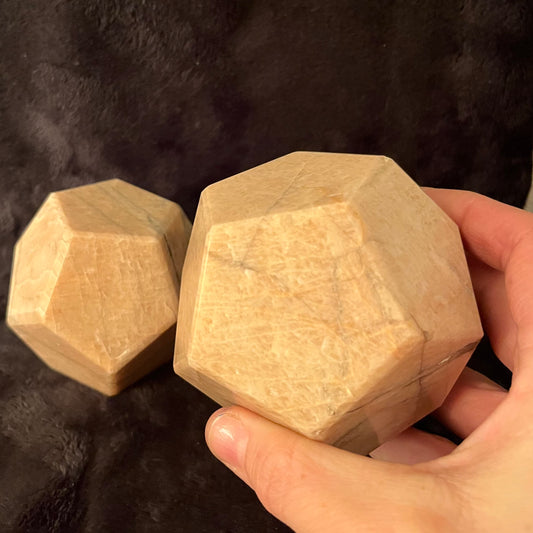 Cream Moonstone Dodecahedron, Very Large (Approx. 85mm) F0066