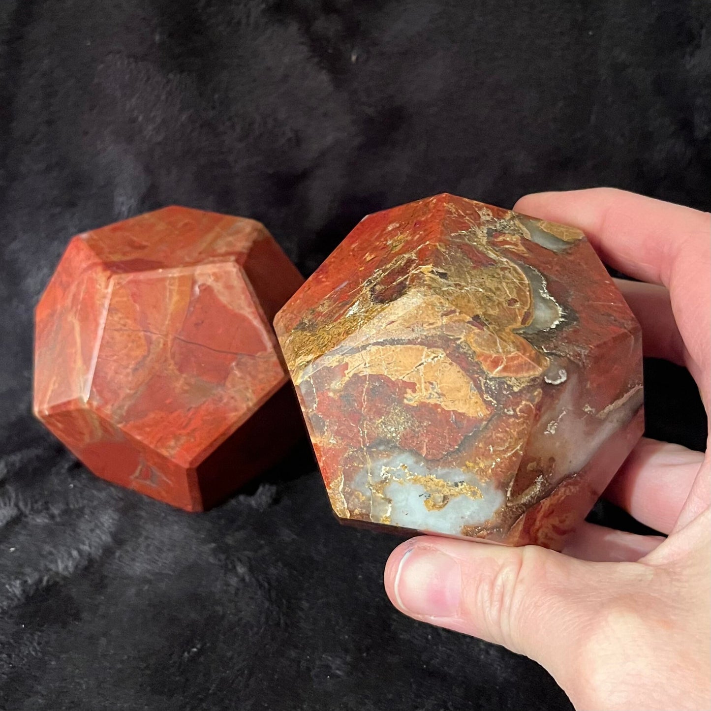 Red Jasper Dodecahedron, Very Large (Approx. 85mm) F-0074