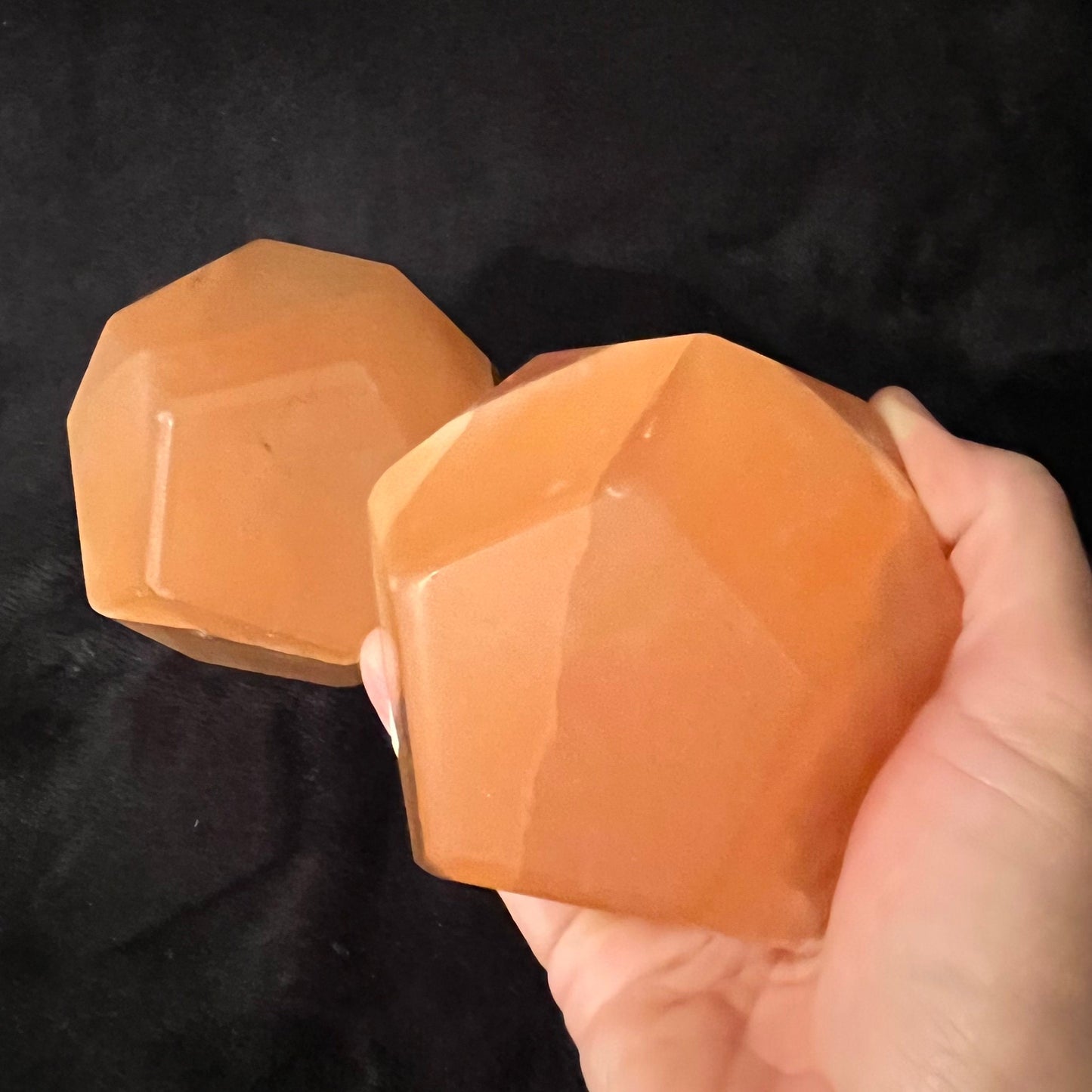 Orange Selenite Dodecahedron, Very Large (Approx. 95mm) F-0062