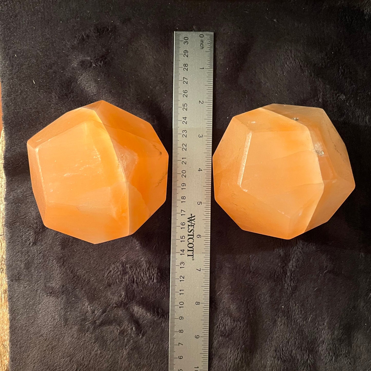 Orange Selenite Dodecahedron, Very Large (Approx. 95mm) F-0062