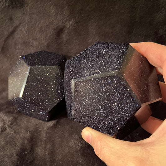 Blue Goldstone Dodecahedron, Very Large (Approx. 85mm) F-0083