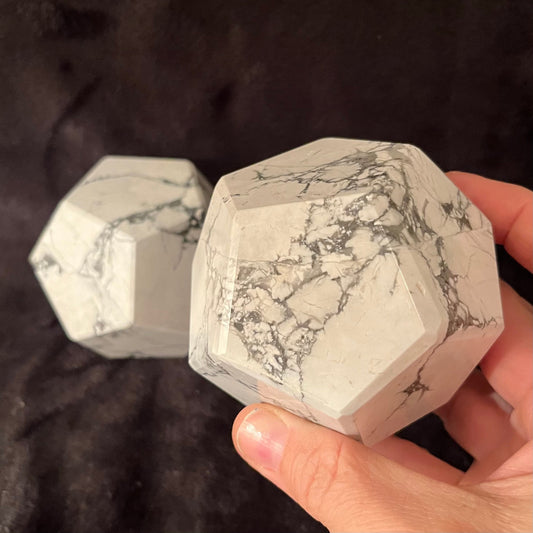 Howlite Dodecahedron, Very Large (Approx. 85mm) F-0082