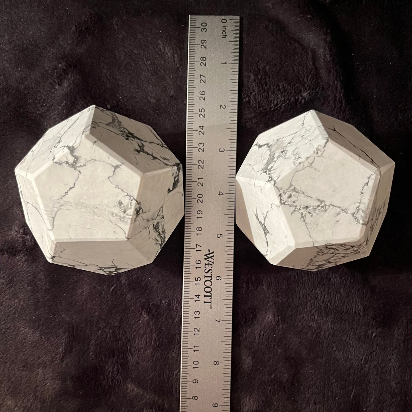 Howlite Dodecahedron, Very Large (Approx. 85mm) F-0082