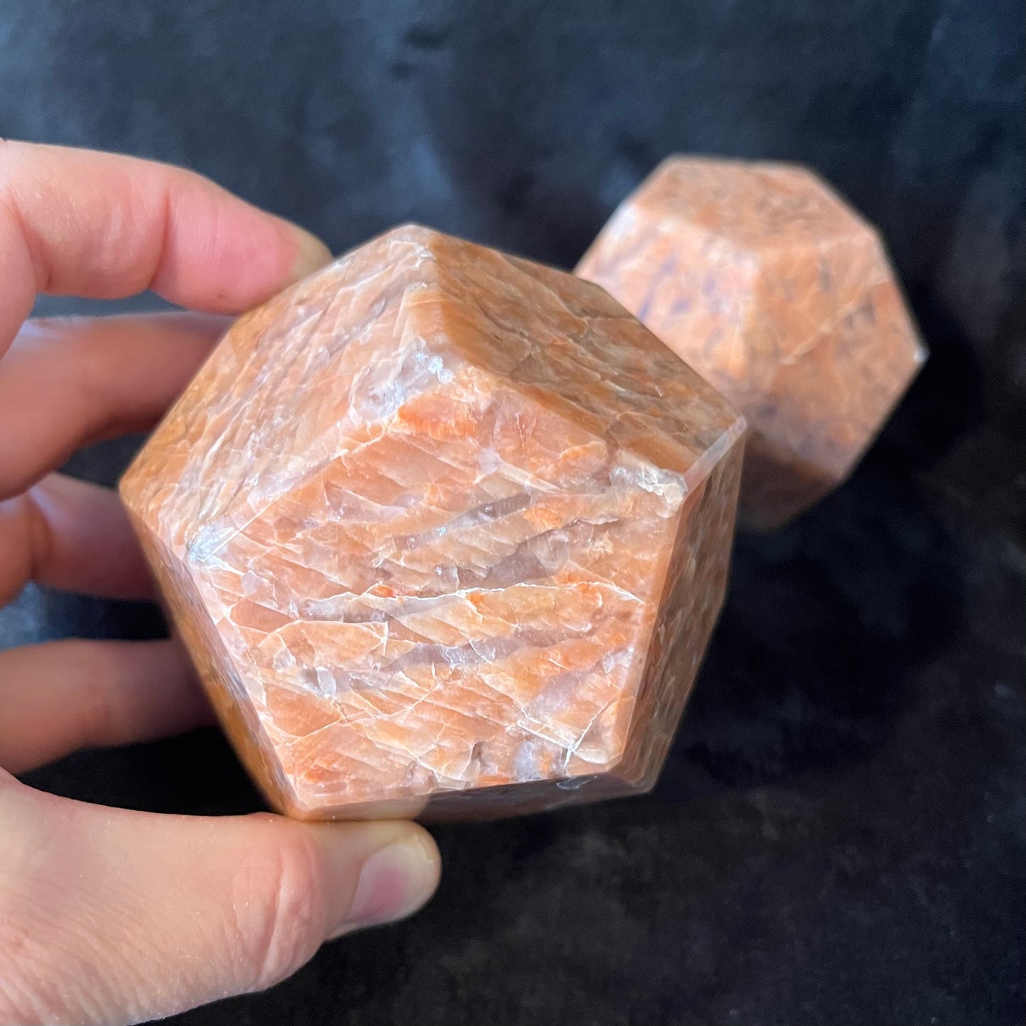 Peach Moonstone Dodecahedron, Very Large (Approx. 85mm) F-0072