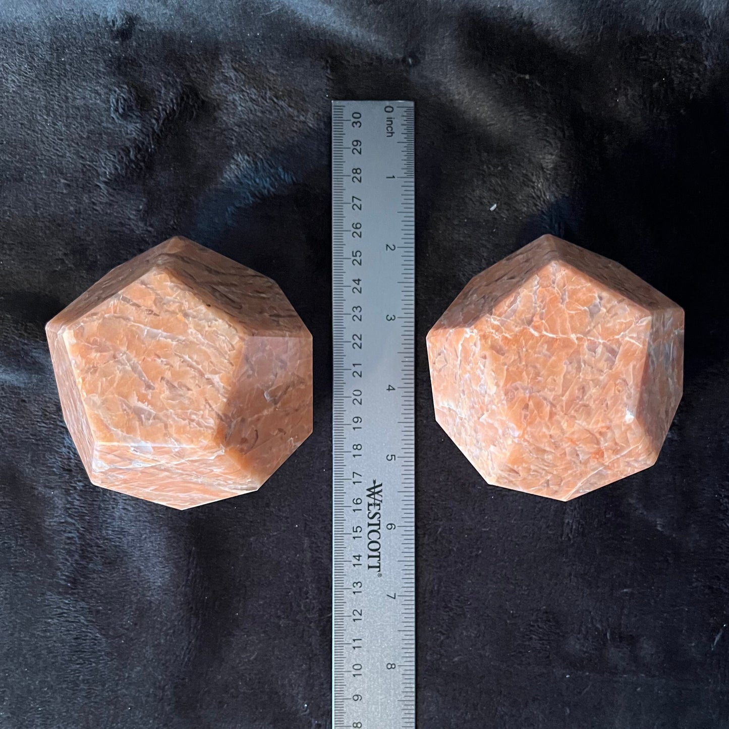 Peach Moonstone Dodecahedron, Very Large (Approx. 85mm) F-0072