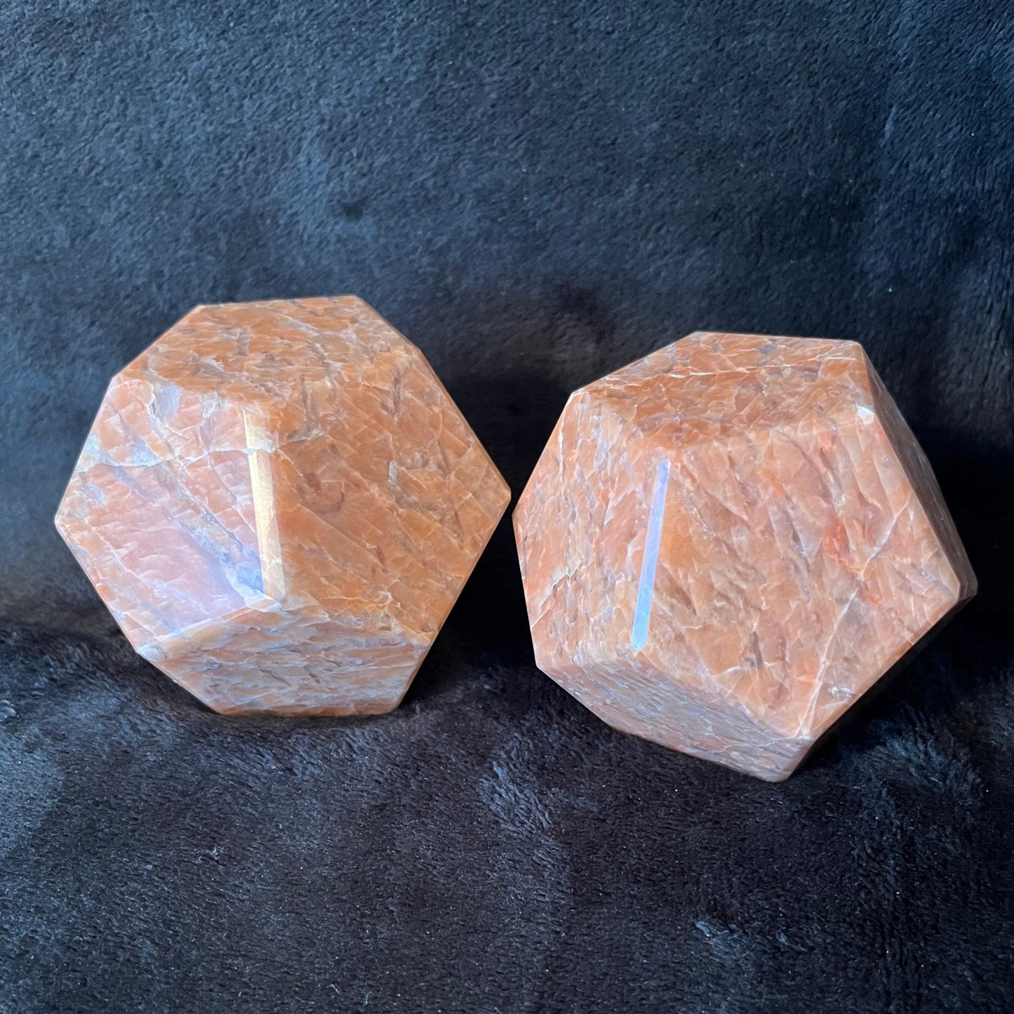 Peach Moonstone Dodecahedron, Very Large (Approx. 85mm) F-0072