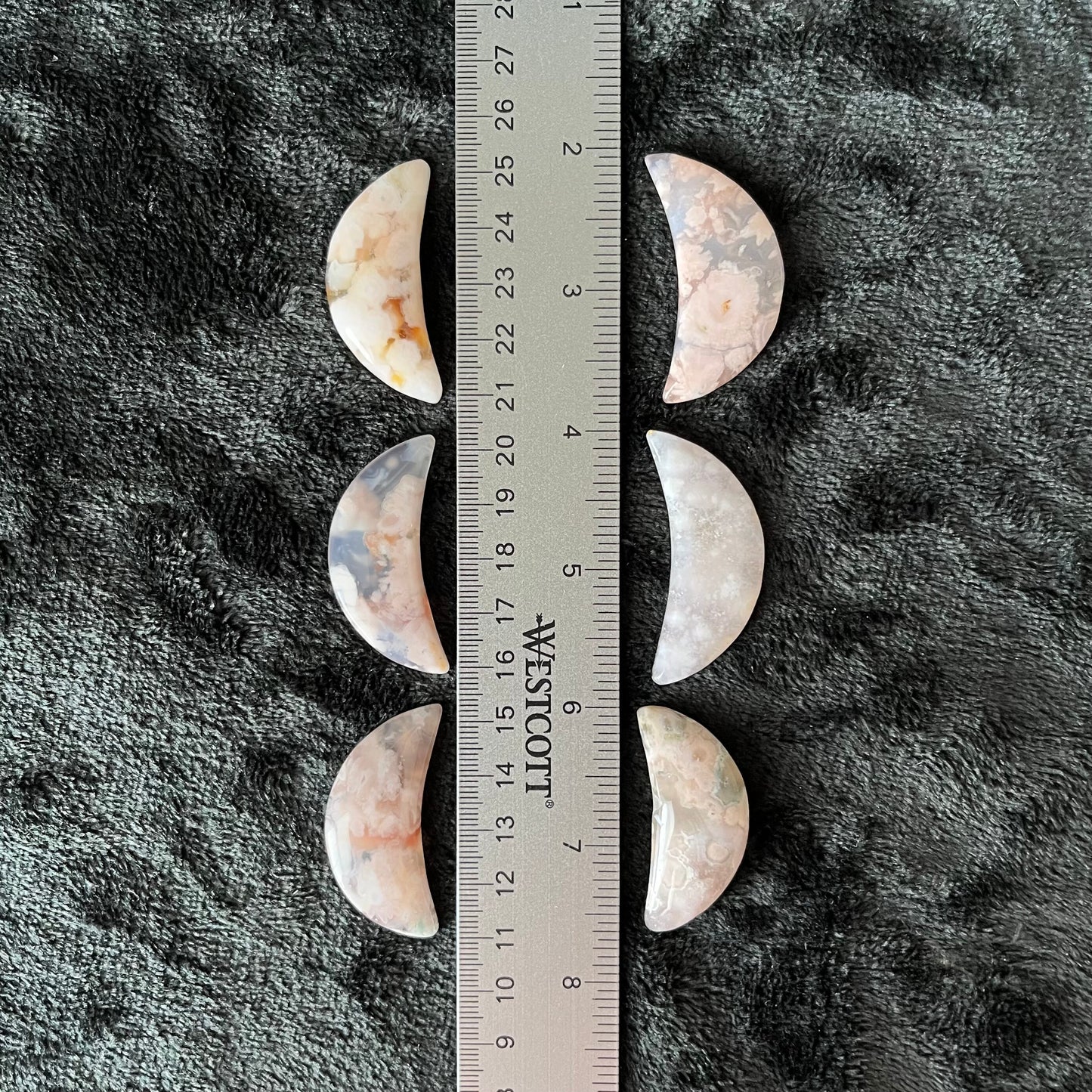 Flower Agate Moon (Approx. 1 1/2”-1 3/4”) 0089